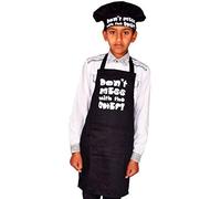 Sterling Smart® Kids Don'T Mess with The Chef Childrens Apron & Hat Set NOVELTY APRON,BLACK, COOKING APRON,BAKEWARE APRON,BBQ APRON 4-7 Years