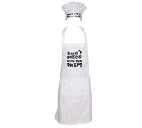 Sterling Smart® Mens Cotton Apron & Hat Set For Cooking - Quick Dry Novelity Chef Apron For BBQ, Grilling, Baking & Cooking - Ideas Kitchen Aprons For Men (Dont Mess with Chef White Apron & Hat Set)