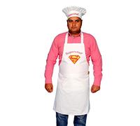 Sterling Smart® Mens Cotton Apron & Hat Set For Cooking - Quick Dry Novelity Chef Apron For BBQ, Grilling, Baking & Cooking - Ideas Kitchen Aprons For Men (Super Chef White Set)