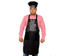 Sterling Smart® Mens Cotton Apron & Hat Set For Cooking - Quick Dry Novelity Chef Apron For BBQ, Grilling, Baking & Cooking - Ideas Kitchen Aprons For Men (BBQ Rules for Mens Black Set)