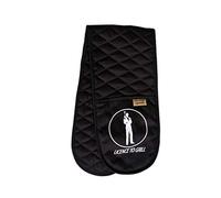 Sterling Sports Double Oven Gloves Heat Resistant Oven Mitts - Premium Cotton Novelty Gloves For Cooking, BBQ & Baking For Women & Men (Licence to Grill Black)