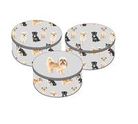 Sterling Sports Set of 3 Round Nesting Cake Storage Tins - Airtight Containers for Cakes, Biscuits & Sweets in Large, Medium & Small Sizes - Ideal Kitchen Mothers Day Gifts (Dog-Print)
