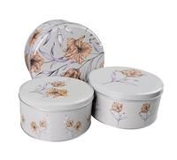 Sterling Sports Set of 3 Round Nesting Cake Storage Tins - Airtight Containers for Cakes, Biscuits & Sweets in Large, Medium & Small Sizes - Ideal Kitchen Mothers Day Gifts (Floral design)