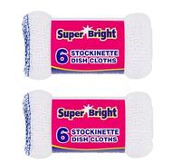 Sterling Sports Super Bright Stockinette Dish Cloths - Quick Drying Ultra Absorbent Reusable Kitchen Cleaning Cloths, Soft Cotton Dish Rags For Washing Dishes Multi Purpose Cleaning (12)