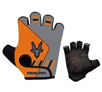Sterling Sports Weight Lifting Gloves Gym Workout Training Fitness Bodybuilding Exercise Cycling & Bike - Road Cycling Mountain Bike BMX Motorcycle Driving Jogging Hiking (Orange Grey, Medium)