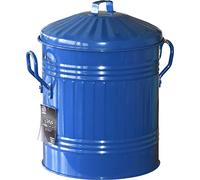 Sterling Ventures 13L Mini Coloured Metal Dust Bin with Lid Recycling Waste Rubbish (Blue)