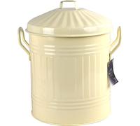 Sterling Ventures 13L Mini Coloured Metal Dust Bin with Lid Recycling Waste Rubbish (Cream)