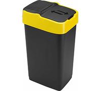 Sterling Ventures 35L Plastic Indoor Recycling Bin with Double Swing Lid Top Colour Coded (Yellow)
