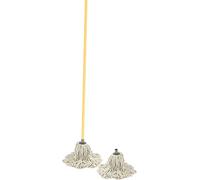 Sterling Ventures Cotton MOP Head (MS PY16 Metal) with Wooden Handle Stick 120cm (1 Extra Replacement MOP FREE) Indoor & Outdoor Domestic and Commercial Cleaning