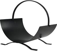 Sterling Ventures Heavy Duty Black Metal Fireplace Curved Log Holder Cradle