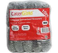 Sterling Ventures Heavy Duty Kitchen Galvanised Steel Metal Scourer 10Pk (W40)