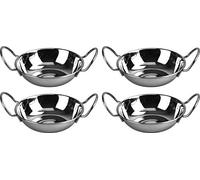 Sterling Ventures Indian Serving Karai Kadai Stainless Steel Dishes Bowl Balti Tableware Pot (19CM X4)