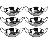 Sterling Ventures Indian Serving Karai Kadai Stainless Steel Dishes Bowl Balti Tableware Pot (19CM X6)