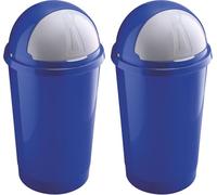 Sterling Ventures Kitchen Large Bullet Bin 50L with Roll Open Lid Waste Rubbish, Recycling Dustbin for Home & Office (BLUE-X2)