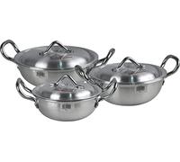 Sterling Ventures Klassic Traditional Aluminium Karahi Wok Set 3pc (18,20,22cm)