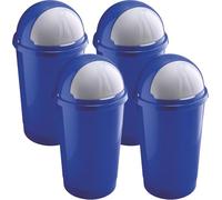 Sterling Ventures Large 50L Bullet Bin Roll Open Lid Kitchen Bin, Waste Rubbish, Recycling Dustbin for Home & Office (BLUE-X4)