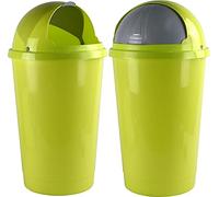 Sterling Ventures Large Blue Bullet Bin 50L with Open Lid Kitchen Bin, Waste Rubbish, Recycling Dustbin for Home & Office (LIME X2)
