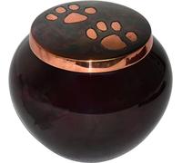 Sterling Ventures Pet Cat Dog Paws Cremation Brass Urn for Pet Ashes Screw Lid Design, Copper
