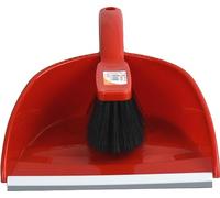 Sterling Ventures Plastic Hand Dustpan & Brush Set Heavy Duty Stylish Dustpan with Strong Soft Bristle Brush Home Office and Kids Area (Red)