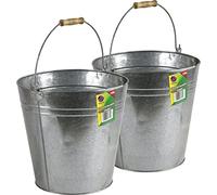 Sterling Ventures Set of 2 Heavy Duty Galvanised Steel Metal Bucket Pail with Handle (2x 15L)