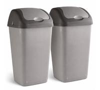 Sterling Ventures Set Of 2 Large Plastic Waste Bin 60L Perfect for House, Office with Swing LID, Classroom Heavy Duty Rubbish & Storage Need (2x Talpa Bins)