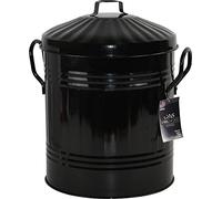 Sterling Ventures Small Coloured Metal Dust Bin with Lid Recycling Waste Rubbish 13L (Black)