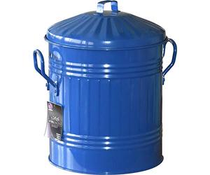 Sterling Ventures Small Coloured Metal Dust Bin with Lid Recycling Waste Rubbish 13L (Blue)