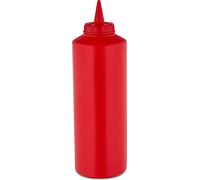 Sterling Ventures Squeeze Sauce Bottle for Condiment Colour Coded and Clear (1000ml Red Bottle)