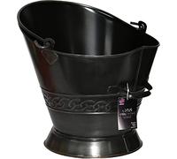 Sterling Ventures UK Ltd Galvanised Coal Scuttle Heavy Duty Fireplace Large Fireside Hammered Brass Finish Fire Ash Pewter Finish Coal Bucket (Galvanise Pewter Finish 37cm)