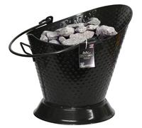 Sterling Ventures UK Ltd Galvanised Coal Scuttle Heavy Duty Fireplace Large Fireside Hammered Brass Finish Fire Ash Pewter Finish Coal Bucket (Galvanise Hammered 37cm)