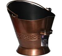 Sterling Ventures UK Ltd Galvanised Coal Scuttle Heavy Duty Fireplace Large Fireside Hammered Brass Finish Fire Ash Pewter Finish Coal Bucket (Galvanise Copper Finish 37cm)