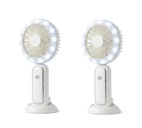 SterlingEdge 2PK Handheld Fan, Portable Mini Hand Fan with 3 Speeds Small Rechargeable Personal Cooling Fan Foldable Desk LED Light Fan Outdoor Holiday Makeup Travel & Summer Home, Office Fan