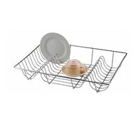 SterlingEdge Chrome Plated Dish Rack with Cup Holder - Self-Draining Sink Organizer for Plates, Mugs, Bowls, Cutlery - Stainless Steel, Wipe Clean - Kitchen Drainer Rack, Drying Tray - 48 x 32 x 9cm