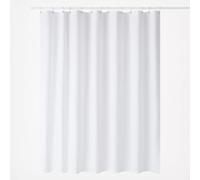 SterlingEdge Pure White Shower Curtain Mould Proof and Mildew Resistant Whashable and Water Repellent Fabric Shower Curtain with 12 Hooks Polyester Fabric 180 x 180 cm