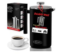 SterlingPro French Press Coffee Maker-Double Walled Large Coffee Press with -Enjoy Granule-Free Coffee Guaranteed, Stylish Rust Free Kitchen Accessory-Stainless Steel (Black, 1.5L)
