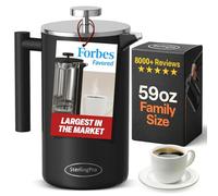 SterlingPro Stainless Steel French Press Coffee Maker 1.75 L (59 oz) Black - Double Walled Insulated Extra Large French Press, Durable Design Keeps Drinks Hot, Easy to Use and Clean for Rich Flavor