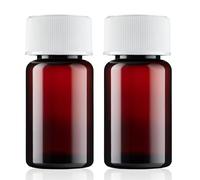 SterlingSquare Pill pots with Medicap Lids - Plastic Refillable, Reusable, Travel-Sized Child Safety Medicine Bottles, UV Protection, Ideal for Liquids, Tinctures & Medicine Storage 25ml - Pack of 2