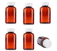 SterlingSquare Pill pots with Medicap Lids - Refillable, Reusable, Travel-Sized Child Safety Medicine Bottles, UV Protection, Ideal for Liquids, Tinctures & Medicine Storage 100ml - Pack of 6