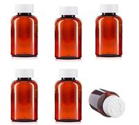 SterlingSquare Pill pots with Medicap Lids - Refillable, Reusable, UV Protection, Ideal for Liquids, Tinctures & Medicine Storage, Travel-Sized Child Safety Medicine Bottles, 200ml - Pack of 6