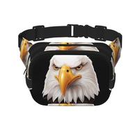 Stern bald eagle Pattern trendy fashionable waist bag, unisex travel sports messenger bag