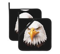 Stern Bald Eagle Washable Pot Holder Set, Heat Resistant Pot Holder Accessories 2-Piece Set, Cooking Oven Grill Mat, 8 * 8 Inch