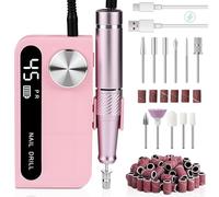 SternSinn Professional Nail Lathe, 45000 RPM Electric Nail File with LCD Display, 11 in 1 Rechargeable Nail Drill Electric Portable Nail File for Home and Living Room (Pink)