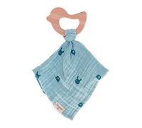 Sterntaler Baby Unisex Comforter Blanket with Teething Ring Kinni and Kalla - Comforter Baby Girl Comforter Baby - Organic - Blue Mottled