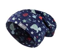 Sterntaler Beanie aus Flammgarn Jersey Bedruckt mit Schildkröten Beret, Blue, 55 for Children, Blue, 6 3/4
