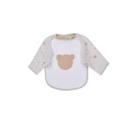 Sterntaler Bear Bo, Baby and Toddler Bib with Sleeves, Practical Press Stud Closure, Absorbent Cotton, Cute Applique, 50 x 73 x 0.5 cm, White