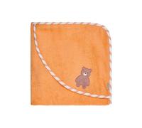 Sterntaler Bear Bo Hooded Bath Towel, Baby Bath Towel with Hood, Absorbent Cotton, Cute Applique, Soft and Easy to Clean, 80 x 80 x 0.5 cm, Bright Orange