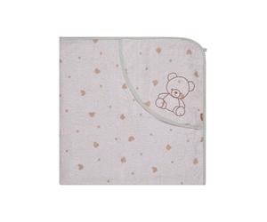 Sterntaler Bear Bo Hooded Bath Towel, Baby Bath Towel with Hood, Absorbent Cotton, Polka Dot Applique, Cute Embroidery, Soft and Easy to Clean, 100 x 100 x 0.5 cm, White