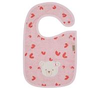 Sterntaler Betty Bear Bib, Baby Bib with Practical Press Stud Closure, Absorbent Cotton, Heart Applique, Soft and Easy to Clean, 38 x 26 x 0.5 cm, Pink