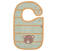 Sterntaler Bib Press Stud Bear Bo, Baby Bib with Practical Press Stud Closure, Absorbent Cotton, Striped Applique, Soft and Easy to Clean, 38 x 26 x 0.5 cm, Mint Green