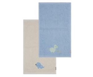 Sterntaler Children's Hand Towel Pack of 2 Dino Rexi - Hand Towel Set Made of Absorbent Cotton Comfortable on The Skin - Children's Towels with Elegant Selvedges and Appliqué, Blue